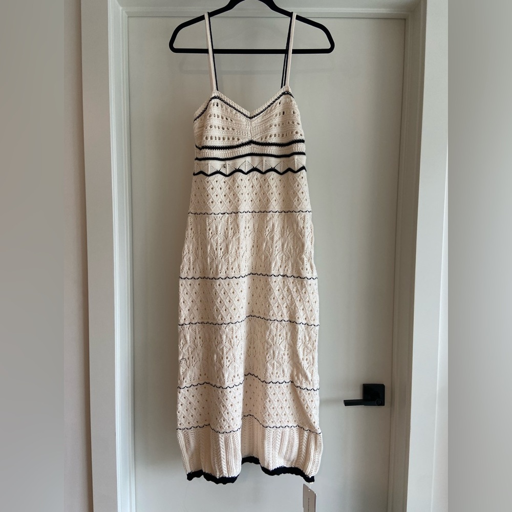 Commense crochet eyelet mid dress